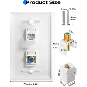 Chúng tôi tiêu chuẩn 3-Port mạng Ethernet Coax Cable tường faceplate 3GHz f-loại Keystone tường Jack Cat6 <span class=keywords><strong>RJ45</strong></span> kết nối phụ kiện - Product Image 2