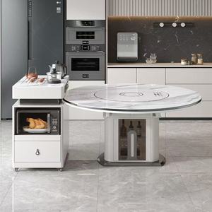 Mesa de Comedor Redonda Moderna y Minimalista con Placa de Inducción y Juego de Té para Uso en Isla de Cocina - Product Image 3