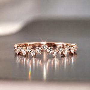 Anillo Apilable Delicado y Delgado con Micro Pavé de Circonitas Onduladas para Mujer, Joyería de Moda Brillante - Product Image 5