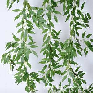 Usine d'arts et d'artisanat Shangyi, feuilles de saule simulées, guirlandes de fleurs en soie, décorations de plafond pour mariage, vert, blanc, gris - Product Image 2