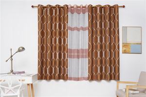 Cortina con estampado de Lámina de poliéster <span class=keywords><strong>para</strong></span> la sala de estar, cortinas transparentes con diseños geométricos - Product Image 3