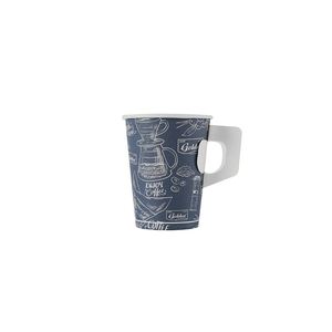Vaso de café de papel PE biodegradable de 9oz de pared simple con asa, personalizable con logo, desechable y ecológico para bebidas calientes - Product Image 1