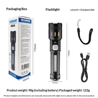 Linterna LED Portátil con Pantalla LCD Digital de Batería, Recargable por USB, Zoom, Haz Ajustable, Clasificación IP55, Distancia del Haz de 200-300M