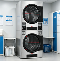 Séchoir à linge professionnel à double couche, à monnayeur, chauffage électrique ou au gaz en option
