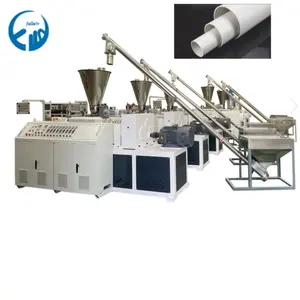 FULLWIN PVC CPVC electric conduit dual pipes making extrusion production line with double screw extruders cutter machine