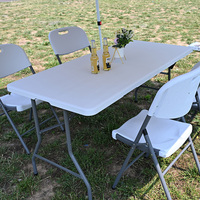 Table pliante robuste de 6 pieds de long, blanche, pour événements extérieurs, réceptions et traiteurs