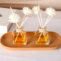 Diffuseur à roseaux décoratif pour hôtel, 40 ml, en verre transparent, motif floral, longue durée, avec parfum botanique, vente en gros