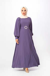 SIPO ชุดเดรสโบฮีเมียนสำหรับผู้หญิง,ชุดกระโปรงยาวสีม่วงพลัสไซส์แขนยาวสำหรับผู้หญิงมุสลิมปี2023 - Product Image 4