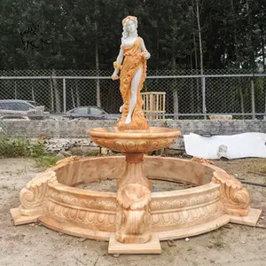 Gran Jardín de piedra mujer desnuda fuentes estatua al aire libre fuente de agua de mármol blanco