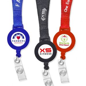 Cadeaux promotionnels de bureau QM, badges personnalisés avec autocollant double époxy, porte-badge en plastique avec cordon - Product Image 1
