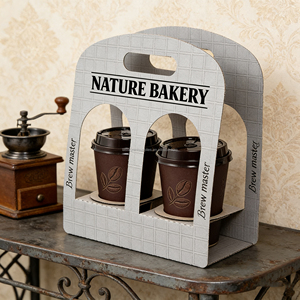 Nuevo Portavasos Desechable Biodegradable para Bebidas Calientes para Llevar, 2 Compartimentos, Portavasos de Papel para Café, 2025 - Product Image 2