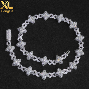 Iced Out Diamond Four Leaf Clover <b>Infinity</b> Miami Cuban Link Chain Necklace Hip Hop Custom Jewelry Gift for Men Women - Product Image 1