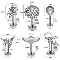 Boucles d'oreilles en titane G23, clous 16G, piercing labret, piercing au cartilage, tragus, hélix, daith, lobe, style tendance, bijoux pour le corps