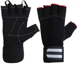Half <b>Finger</b> Fitness Gloves Black Neoprene Adjustable Wrist <b>Strap</b> for Weight Lifting Gym Unisex - Product Image 1