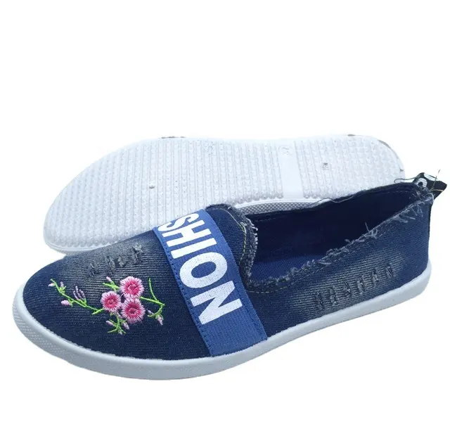 2023 Custom New Rope Soled Hemp Espadrilles Flats Casual Ladies Jeans Denim Navy Canvas Women Shoes