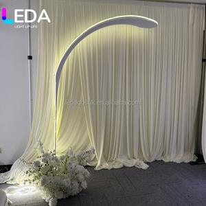 LED New Product Wedding Cloth Cover LED Events Arch <b>Stand</b> <b>Backdrop</b> White Metal <b>Backdrop</b> for Wedding Decoration - Product Image 5