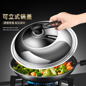 Tapa de olla de acero inoxidable con vidrio templado resistente al calor, transparente, para cocinar en la cocina, para ollas de sopa y caldos. - Product Image 2