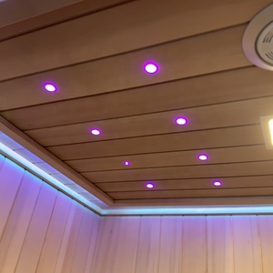 Sauna extérieur traditionnel pour 4 à 6 <span class=keywords><strong>personnes</strong></span>, poêle 6 kW, maison carrée en cèdre rouge, générateur de <span class=keywords><strong>vapeur</strong></span> infrarouge lointain, avec panneau de commande - Product Image 4