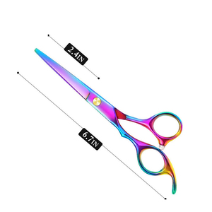 Ciseaux de barbier en acier inoxydable de bonne qualité, pointe acérée, ciseaux à cheveux avec design multicolore entièrement personnalisé - Product Image 2
