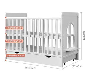 Offerta Speciale <span class=keywords><strong>Culla</strong></span> <span class=keywords><strong>Neonato</strong></span> Trasformabile 6 in 1 in Legno Bianco Stile Europeo Letto di Lusso per Bambino con Set Biancheria - Product Image 6