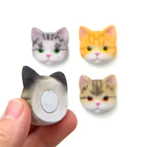 家の装飾小さなかわいい猫の冷蔵庫用マグネット3d樹脂素敵な猫の冷蔵庫用マグネット韓国人気の動物用冷蔵庫用マグネット