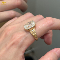 Bague de fiançailles vintage en or 14 carats avec diamant de laboratoire taille coussin allongée de 5 carats, sertie de 8 griffes et gravée à la main, style Milgrain