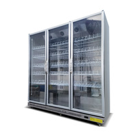 Réfrigérateur commercial vertical en acier inoxydable avec porte vitrée, éclairage LED et refroidissement par air pour vin et bière