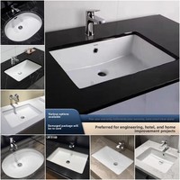 Wastafel Keramik Persegi Minimalis Modern Smart-Clean Satu Lubang Bawah Meja Bersertifikasi EU CE LW596RB/1535B/1536B