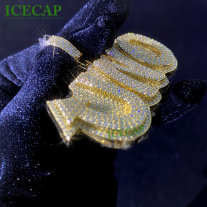 Colgante personalizado de Plata de Ley 925 Iced Out VVS Moissanite, joyería fina, colgante de Hip Hop <span class=keywords><strong>UNO</strong></span> con abalorio - Product Image 1