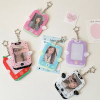 Porte-cartes Kpop en acrylique de 3 pouces, style Ins, avec motif ailes de dessin animé, forme de téléphone, étoile évidée, petit format Guka, avec porte-clés