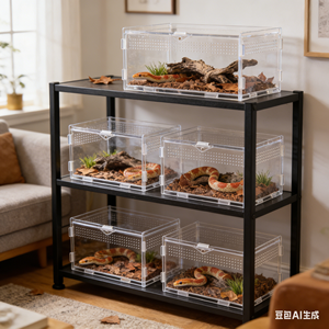 Einfach zu Montierendes Acryl-Magnet-<span class=keywords><strong>Terrarium</strong></span> Modernes Reptiliengehäuse für Frosch, Spinne, Insekt Acrylbox Groß - Product Image 2