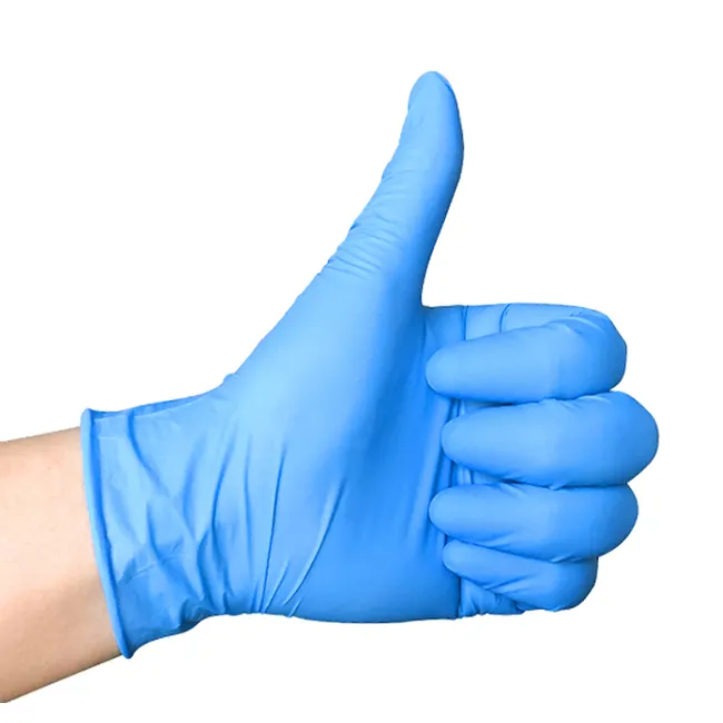 OEM ODM Disposable Gloves Nitrile Blue High Elasticity Powder-free English Protective Food Rubber Latex Nitrile Gloves