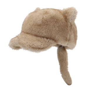 Gorra de Béisbol Estilo Japonés Personalizada con Cola Esponjosa, Gorro de Pico de Pato Lindo, Talla Única, Franela Suave y Fresca - Product Image 1