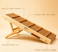 Escalier et marchepieds pliables en bois réglables pour animaux de compagnie avec tapis antidérapant pour chiens et chats