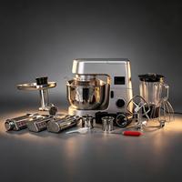 Robot culinaire multifonction 1900W 6L avec écran LED et minuterie, incluant mixeur, pétrin à pâtes, coupe-légumes et hachoir à viande
