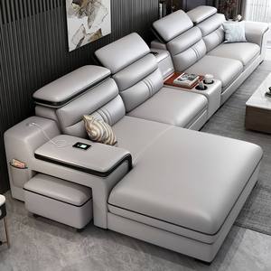 Sofá Seccional de Cuero Genuino Reclinable de Diseño Moderno y Alta Calidad, en Forma de L, Modular, de Lujo para Sala de Estar - Product Image 4