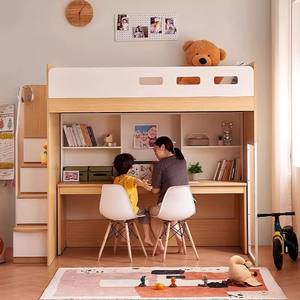 Lit mezzanine en <span class=keywords><strong>bois</strong></span> avec bureau, escalier et étagère pour adultes ou adolescents, idéal pour les campus, les écoles, les auberges de jeunesse ou les appartements - Product Image 2