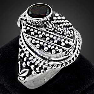 Anillo de Cóctel de Plata 925 Art Palace con Piedra de Ónix, Engaste de Bisel Vintage, Joyería Unisex para Uso Diario - Product Image 2