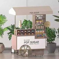 Chariot à dessert personnalisé, casse-croûte à la crème glacée, chariot de vente mobile avec roues pour les entreprises