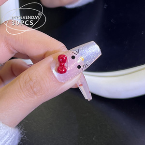 Ins Nails Haut de gamme Automne Hiver Nouvel An Art Cat Eye Cartoon Boutique de haute qualité Wearable Nail Tips - Product Image 2