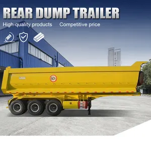 AS Roda 3 Bentuk U Kapasitas Besar Hidrolik Belakang Dump Semi Trailer Akhir Dump Truck Tipper Trailer