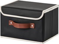 Panier de rangement pliable rectangulaire moderne en similicuir, facile à nettoyer, pour tiroir de placard, avec poignée en cuir