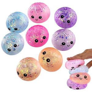 Botu 12 pièces/boîte Jouets Squishy en forme de boulettes de maltose, Jouet sensoriel anti-stress, Jouets Squishy à presser scintillants en forme de boulettes - Product Image 4