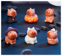 Décoration de jardin, fantôme de dessin animé d'Halloween, citrouille, vampire, momie, sorcière, chapeau, capybara, résine, animal, mini accessoires de maison de poupée, jouets pour enfants