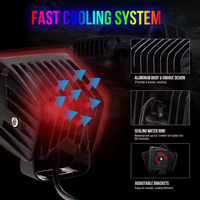Télécommande sans fil RF étanche 3 pouces 18w RGB Square Offroad Lights Led Work Light Party Light avec Chaser RGB Halo