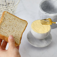 Pot à beurre en marbre fait main, écologique, étanche et durable, avec couvercle en marbre, design français pour comptoir de cuisine