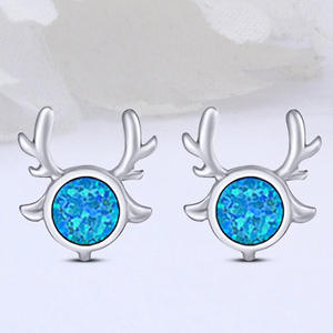 Boucles d'oreilles en forme d'animal bleu E3770 pour femmes, en alliage, serties de pierres, joli cadeau, bijoux - Product Image 3