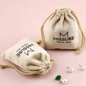 Custom logo Printed <b>Gift</b> Bags for Jewelry Card Drawstring Dust Velvet Jewellery Pouches Suede Jewelry Packaging Bags - Product Image 1