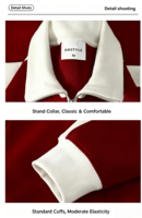 Blouson zippé à col montant color block OEM 380g, veste zippée tendance à empiècements contrastants, faible MOQ 1 pièce échantillon vierge en stock