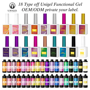 <span class=keywords><strong>Unigel</strong></span> 18 Estilos Esmalte de Gel UV Sin Limpieza 15ml Gel Base Transparente Funcional Capa Superior para Uñas Gel de Larga Duración para Salón de Uñas OEM ODM Personalizado - Product Image 1
